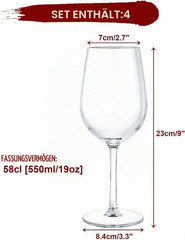 FWEEK komplet 4 plastičnih kozarcev za vino 580 ml – prozorni