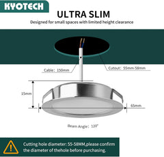 KYOTECH vgradna krom LED svetilka za pohištvo, 4 W, 4000 K, nevtralna bela, zatemnljiva, G4