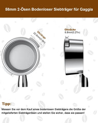 KOFIKOFI brez dna portafilter 58 mm za Gaggia kavni aparat