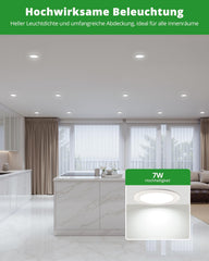 12x HOMEOW LED vgradna stropna svetilka 7W 6000K IP44