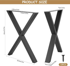 2x YITYDaMai Kovinske X noge za mizo 40 cm črne