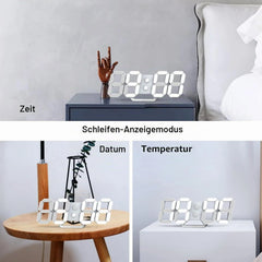 Deeyaple LED digitalna stenska ura 25 cm bela