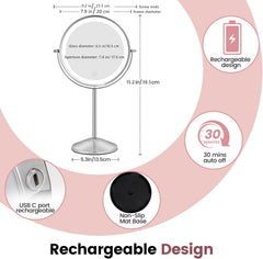 AUMVUM 20 cm LED kozmetičko ogledalo s 1x/10x povećanjem