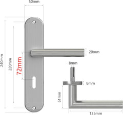 2x AWMNSRMAN 72 mm Srebrna kljuka za notranja vrata BB