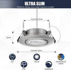 6x CLOKSH 85 mm LED vgradni reflektor 6 W IP44
