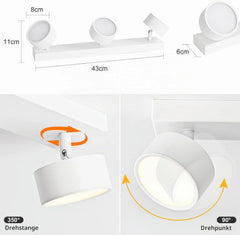 Doughelec LED stropna svetilka s 3 reflektorji 18 W, 3000 K, bela