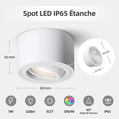 4x MEGA LUMEN LED nadgradni stropni reflektor IP65 5W