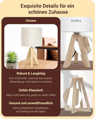 EDISHINE lesena nočna namizna svetilka z lanenin senčilom - bež
