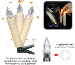 30 x CIBNEW LED Božične svečke za jelko z daljinskim upravljalnikom v bež in beli izvedbi