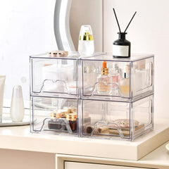 4x STEBOPUM prozoren zložljiv organizator s predalom 18,5×15×11cm