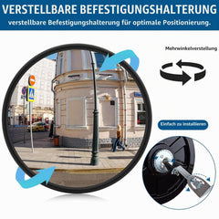 WPPQWP konveksno prometno ogledalo z nastavljivim nosilcem 30cm
