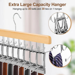 2x TOPIA HANGER leseno obešalo za pasove in kravate z 20 kavlji
