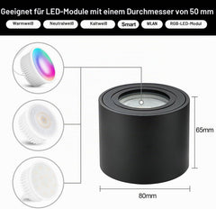 4x KYOTECH nadgradno stropno ohišje za LED modul Ø80×65mm