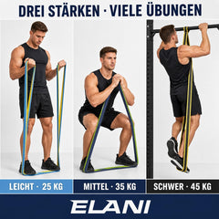3x ELANI uporovni trak za vadbo 25/35/45kg iz naravnega lateksa
