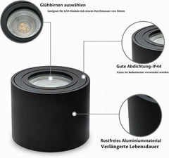 4x KYOTECH nadgradno stropno ohišje za LED modul Ø80×65mm