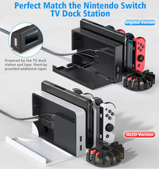 Postaja za polnjenje JoyCon kontrolerjev s prostorom za shranjevanje 8 iger