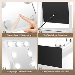 PEDOMIROR Hollywood LED ogledalo 30 × 36 cm