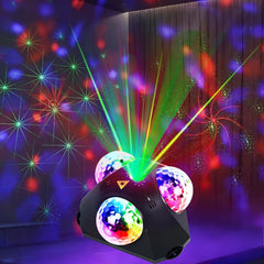 ZSTARLITE disco LED svetilka s 3 kroglami, laserjem in daljincem