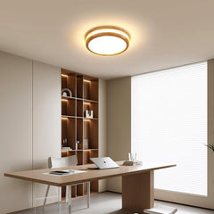 PHEASHINE LED stropna svetilka 30cm, 24 W leseni dizajn