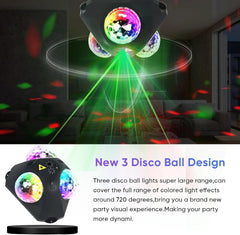 ZSTARLITE disco LED svetilka s 3 kroglami, laserjem in daljincem