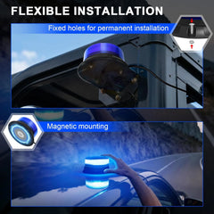 DINFU modra LED opozorilna luč z magnetom 12 V