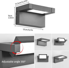Zunanja/stenska LED svetilka, 6500 K hladno bela, z 350° nastavljivo ploščo
