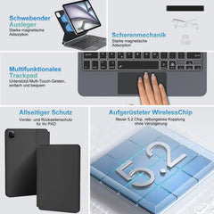 SENGBIRCH QWERTZ osvetljena tipkovnica s sledilno ploščico z ovitkom za iPad Air 11" in iPad Pro 11"