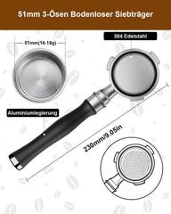 KOFIKOFI brezdni portafilter 51mm za DeLonghi Dedica s puck screenom
