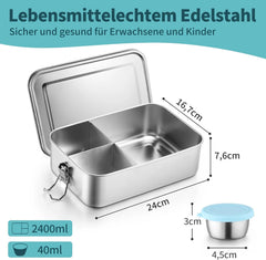 JOYFAIR inox bento posoda s 3 predelki 2400 ml