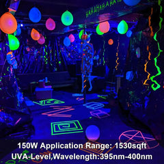 2x CREATESTAR 150 W LED UV reflektor IP65 395–400 nm