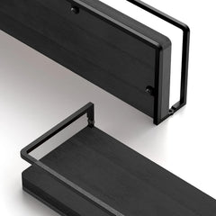2x AFAJWSC 42 cm lesena stenska polica z držalom za brisače