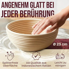 SUPERBAKING okrogla košarica s pripomočki za vzhajanje kruha