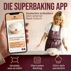 SUPERBAKING okrogla košarica s pripomočki za vzhajanje kruha