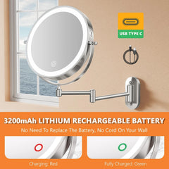 AUXMIR zidno LED kozmetičko ogledalo s 1x/20x povećanjem