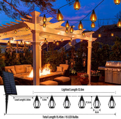 JOOMER 12,2 m solarna LED svetlobna veriga s 15 plameni