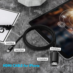 LULAVEN HDMI kabel za iPhone na TV, projektor ali monitor, 4 m, črn