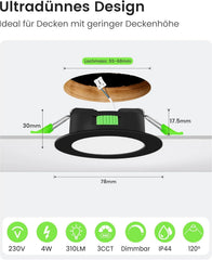 4x ALUSSO 78 mm vgradni LED reflektor 4 W 3CCT