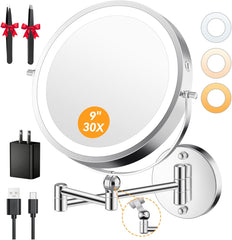 AUXMIR stensko kozmetično ogledalo z LED-osvetlitvijo 1x/30x