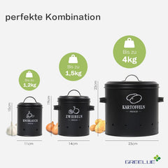 3x GREELUE kovinska posoda za krompir, čebulo in česen