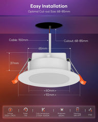 10x VARICART 92mm pametna RGB LED vgradna svetilka 7 W