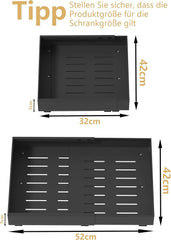2x Furnestorica izvlečni kuhinjski predal, nastavljiv 32–53 cm, črn