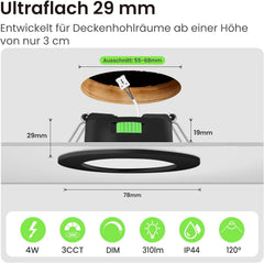 6x ALUSSO prigušivi ugradbeni LED reflektor 4W IP44
