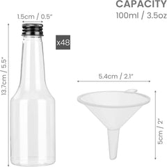 48x BELLE VOUS mini plastenka s črnim pokrovčkom in lijakom 100ml