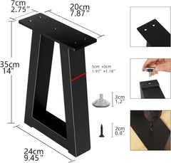 2x Rioychan Kovinske trapezne noge za mizo ali klop 35 cm