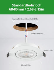 9x HOMEOW 85 mm vgradni LED reflektor 6 W, 3000–6500 K
