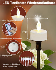 12x HJINGCHEN polnilne LED svečke s timerjem in daljincem