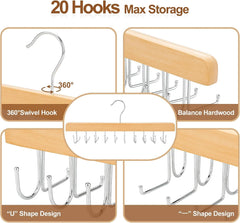2x TOPIA HANGER leseno obešalo za pasove in kravate z 20 kavlji