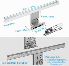 AZHIEN LED svetilka za ogledalo 30cm, 4000K, IP44