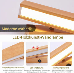 SCHINDORA 31 cm lesena LED stenska svetilka - 3000 K