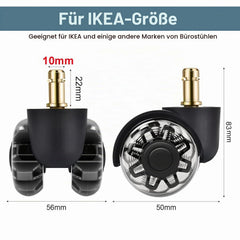 5x Amtake kolesca za pisarniški stol 10 × 22 mm  Kratek opis